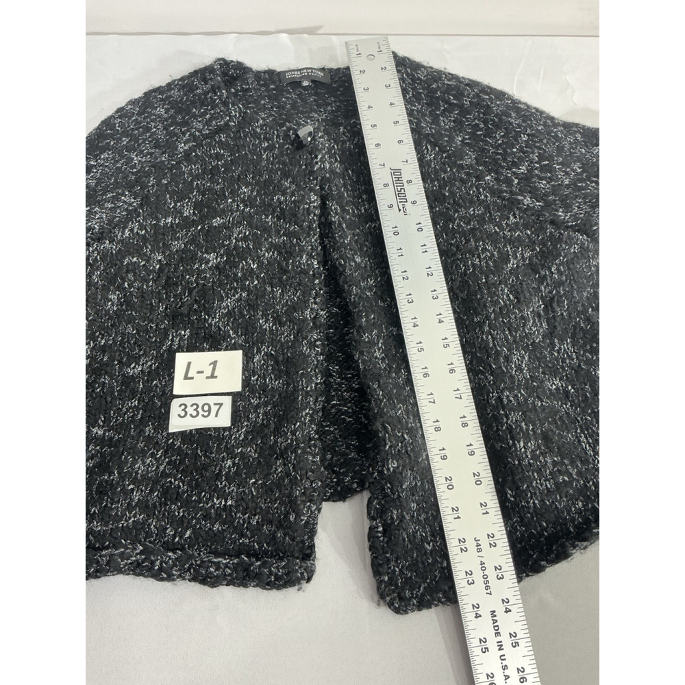 Womans Jones NY Woman Black Gray Metallic 1 Button Crop Cardigan Sweater 2x - Picture 6 of 8